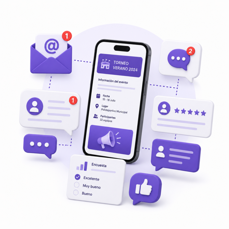 Comunicación con asistentes a eventos deportivos: notificaciones, chat y encuestas en Bikubo One